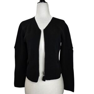 Skoda Made In Germany Knit Wool  Cropped Zip Up Cardigan